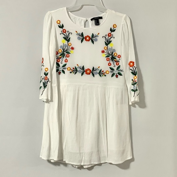 Like New Forever 21 Floral Embroidered Mini Dress - Picture 7 of 12